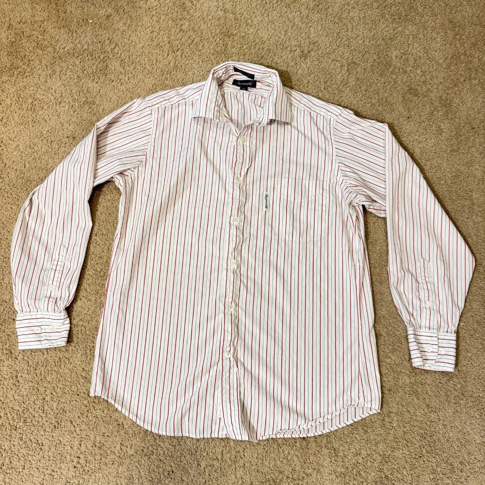 Faconnable Dress Shirt Mens 14.5 Striped Long Sleeve Pocket Button Up